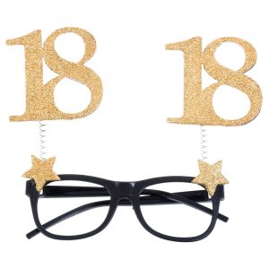 18 Års Glasögon Glitter Guld
