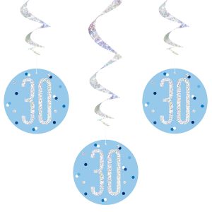 30 år Hängande Swirls Blå & Silver