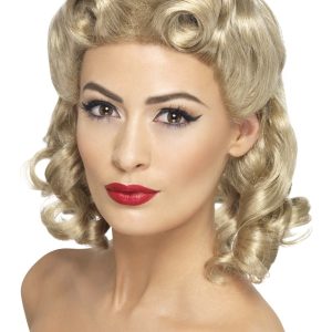 40-tals Lockig Blond Peruk