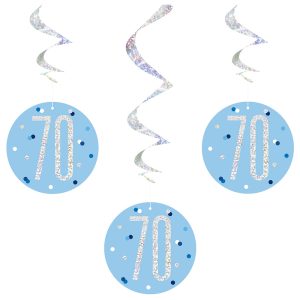 70 år Hängande Swirls Blå & Silver