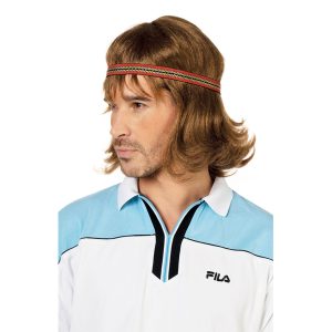 70-tals Tennisproffs Peruk med Pannband - One size