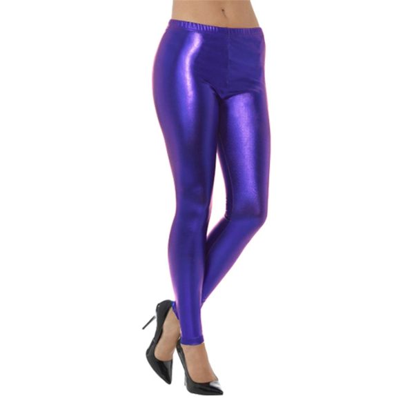 80-tals Metallic Disco Leggings Blå - Large