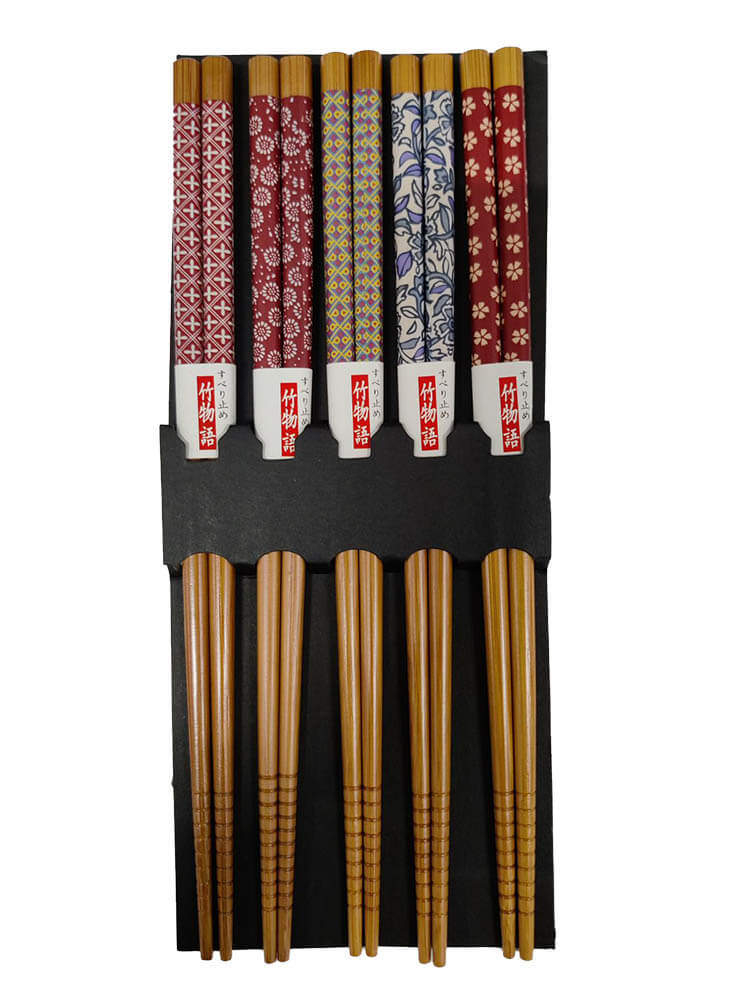 Ätpinnar Bambu Blandade Färger 5-pack