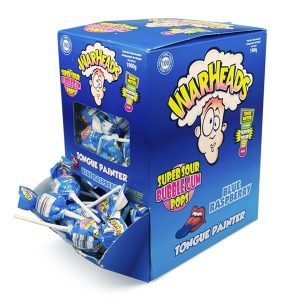Warheads Blue Raspberry Bubblegum Pops 19g x 100st