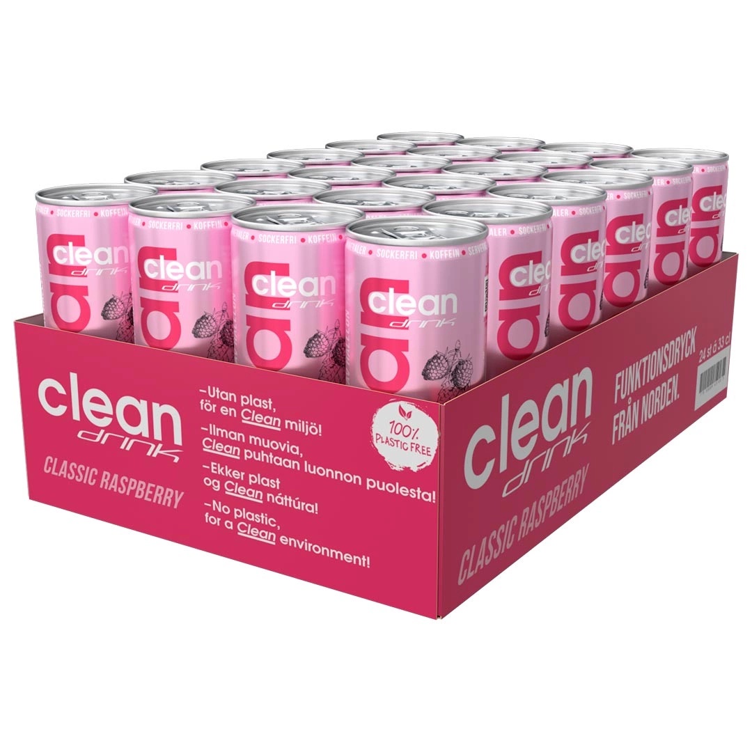 Clean Drink - Classic Raspberry 33cl x 24st (helt flak)