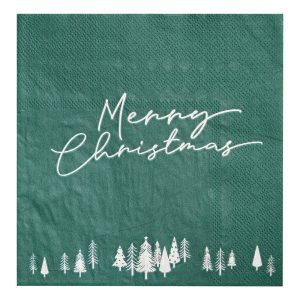 Servetter Merry Christmas Gröna 16-pack