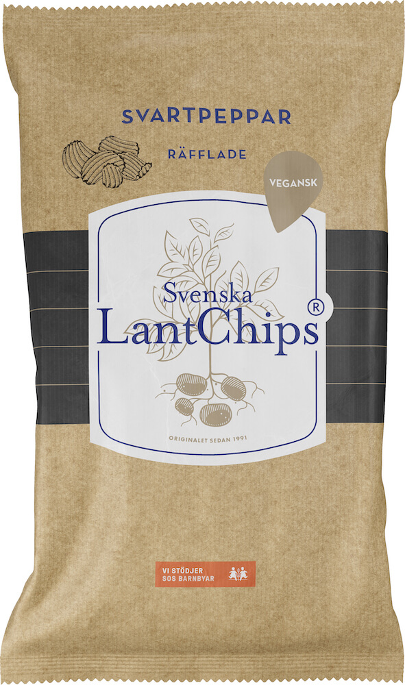 Svenska Lantchips Svartpeppar Räfflade 200g