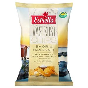 Estrella Västkustchips Smör Havssalt 180g(BF:2025-03-19)