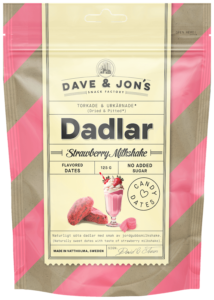 Dave & Jons Dadlar Strawberry Milkshake 125g