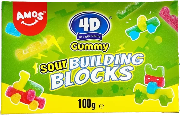 Amos 4D Gummy Sour Building Blocks 100g
