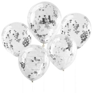 Konfettiballonger - Guld/Silver (5-pack)