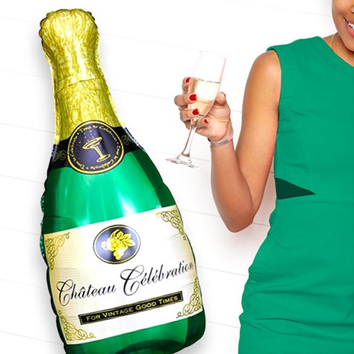 Stor folieballong - Champagneflaska (100 cm)