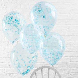 Konfettiballonger - Blå konfetti (5-pack)