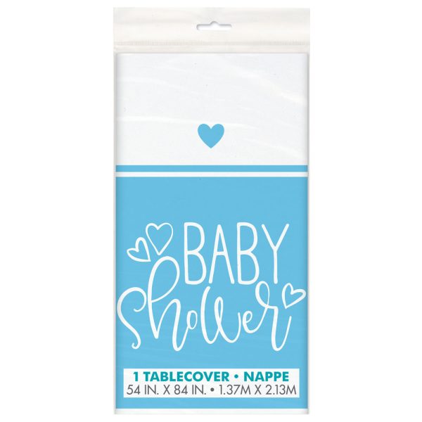Baby Shower Bordsduk Ljusblå och Vit