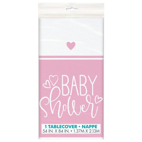 Baby Shower Bordsduk Ljusrosa och Vit