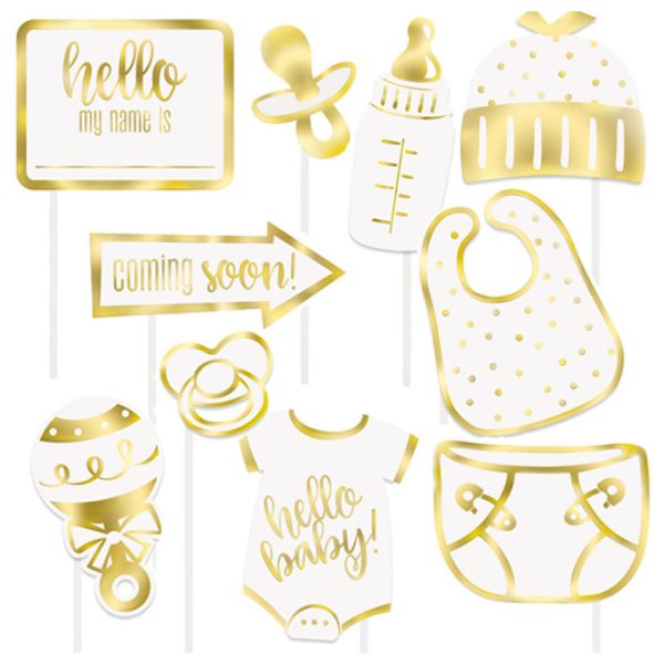 Baby Shower Foto Props Ljus Metallic Guld