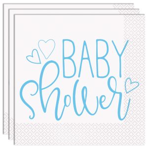 Baby Shower Servetter Ljusblå och Vit
