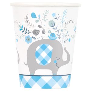 Babyshower Pappmuggar Elefant Blå