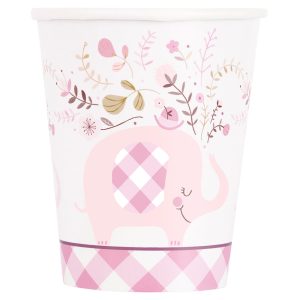 Babyshower Pappmuggar Elefant Rosa