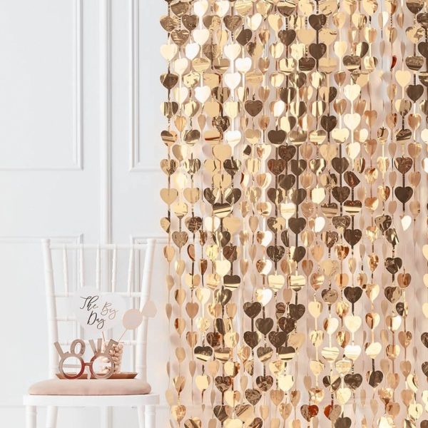 Backdrop Hjärtan Guld Metallic