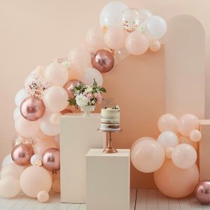 Ballongbåge Roséguld/Persika/Vit