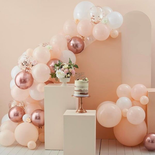 Ballongbåge Roséguld/Persika/Vit