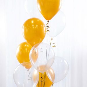 Ballongbukett Guld och Transparant