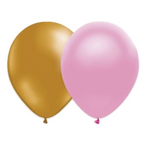 Ballongkombo Guld/Ljusrosa Metallic - 10-pack