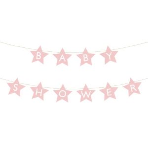 Girlang Baby Shower Stjärnor Rosa