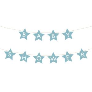 Girlang Baby Shower Stjärnor Blå