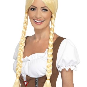 Bayersk Blond Peruk med Flätor