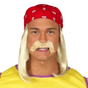 Blond Peruk med Scarf & Mustash - One size