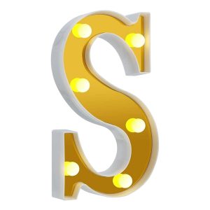 Bokstav Guld med LED-Belysning - Bokstav S