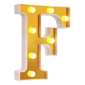 Bokstav Guld med LED-Belysning - Bokstav F