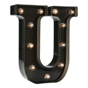 Bokstav Svart med LED-Belysning - Bokstav U