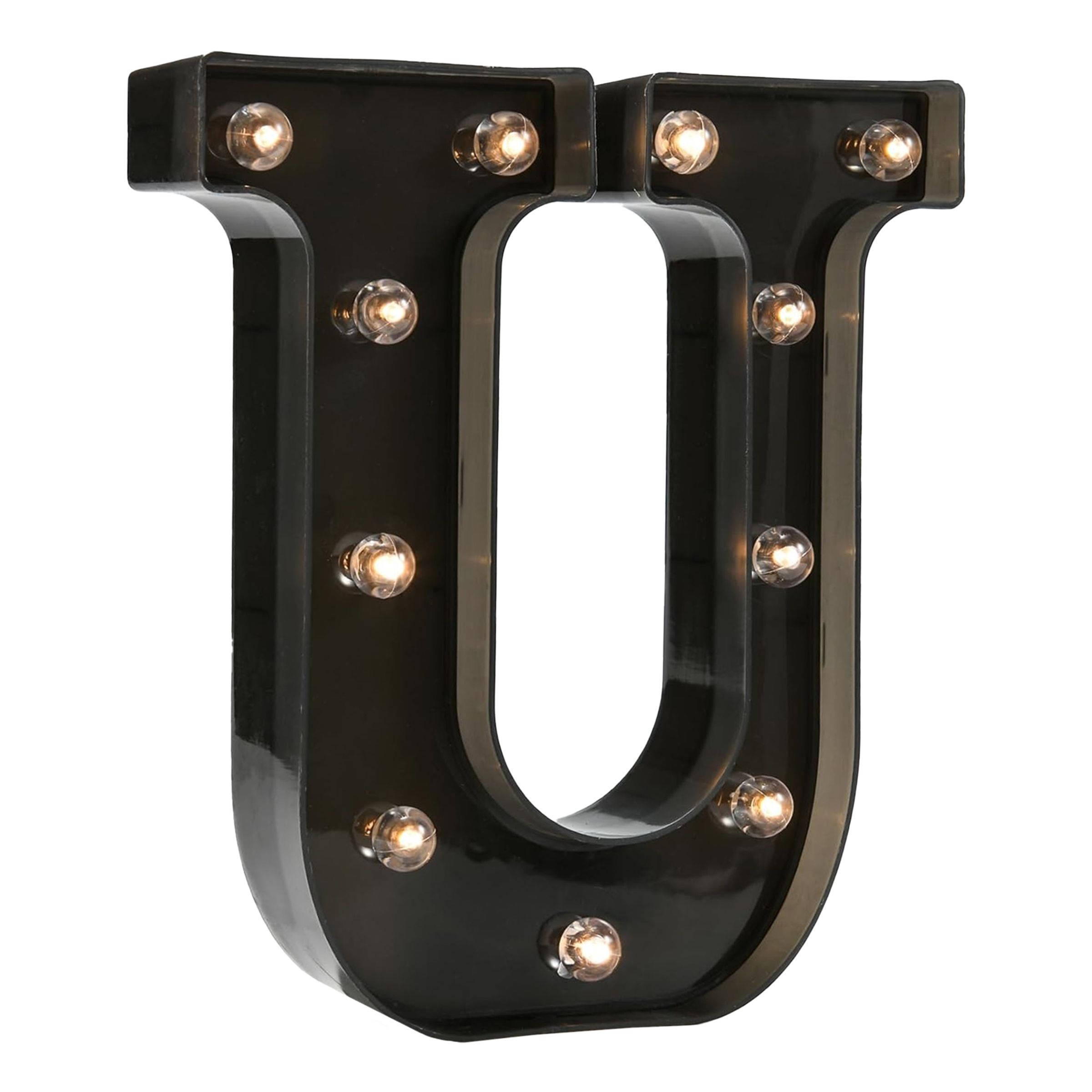 Bokstav Svart med LED-Belysning - Bokstav U