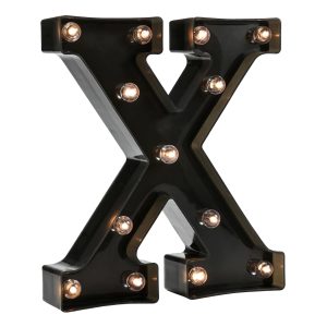 Bokstav Svart med LED-Belysning - Bokstav X