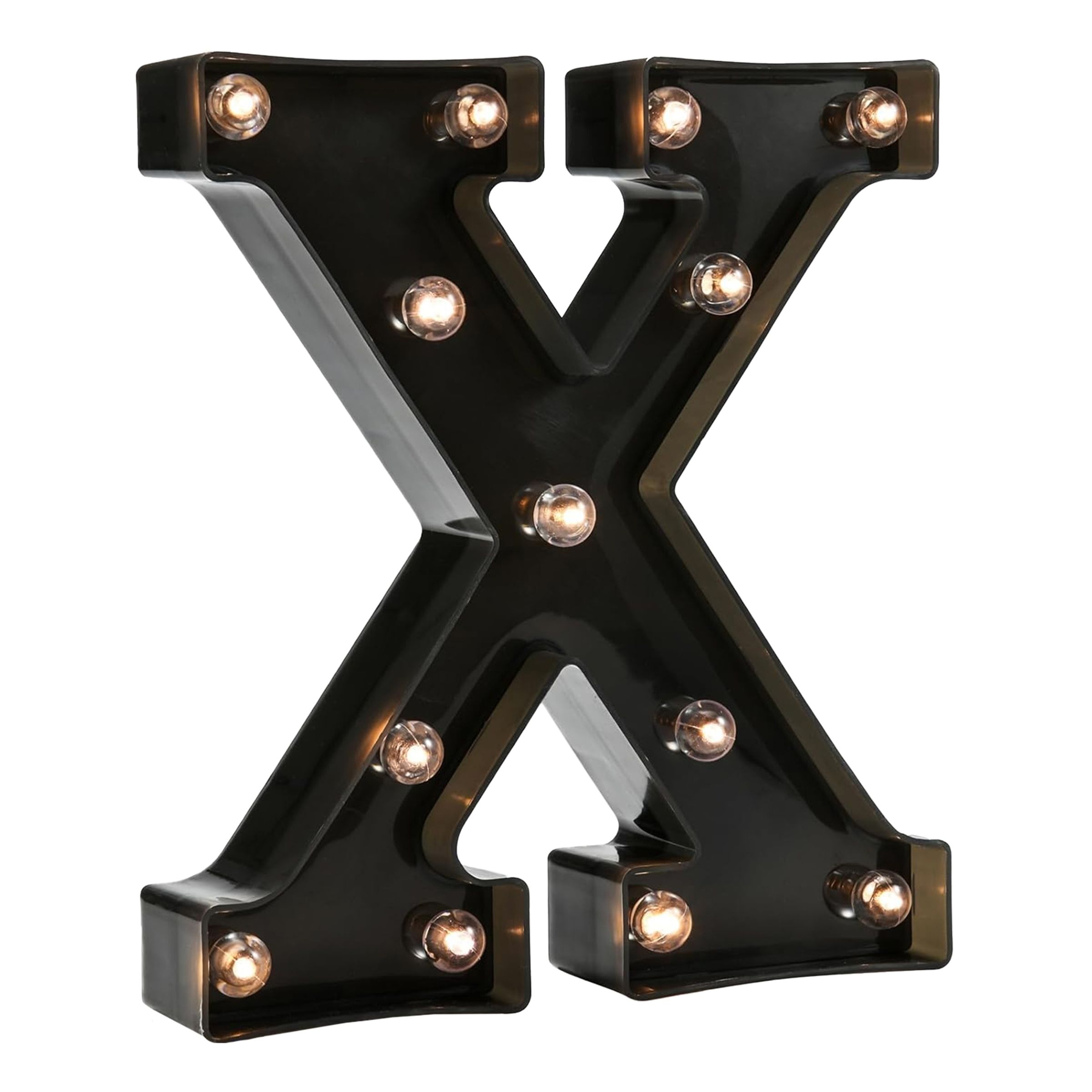 Bokstav Svart med LED-Belysning - Bokstav X