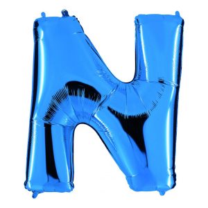 Bokstavsballong Blå Metallic - Bokstav N