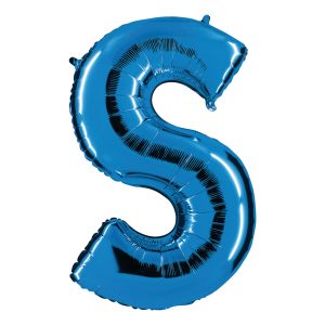 Bokstavsballong Blå Metallic - Bokstav S