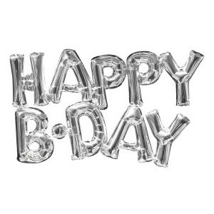 Bokstavsballong Happy B-Day Silver