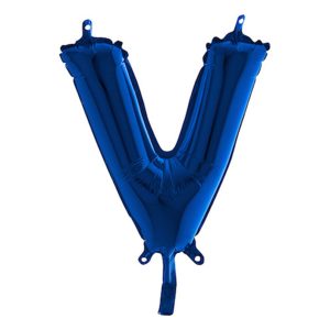Bokstavsballong Mini Blå Metallic - Bokstav V