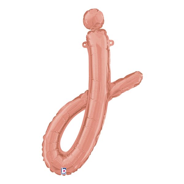 Bokstavsballong Script Roséguld - Bokstav J
