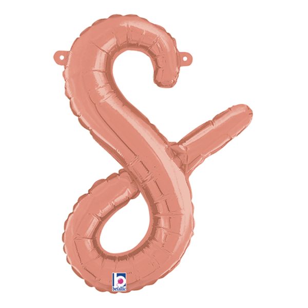 Bokstavsballong Script Roséguld - Bokstav S