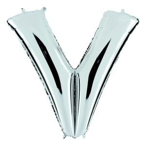 Bokstavsballong Silver Metallic - Bokstav V