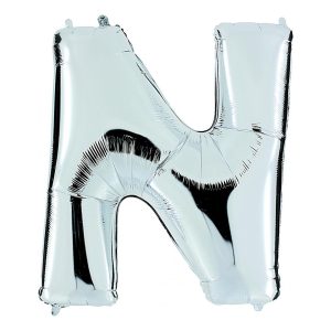 Bokstavsballong Silver Metallic - Bokstav N