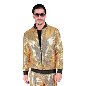 Bomberjacka Guld med Paljetter - XX-Large