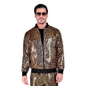 Bomberjacka Leopard med Paljetter - XX-Large