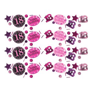 Bordskonfetti 18 Svart/Rosa Glitter - 34 gram