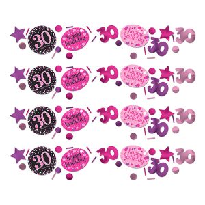 Bordskonfetti 30 Svart/Rosa Glitter - 34 gram